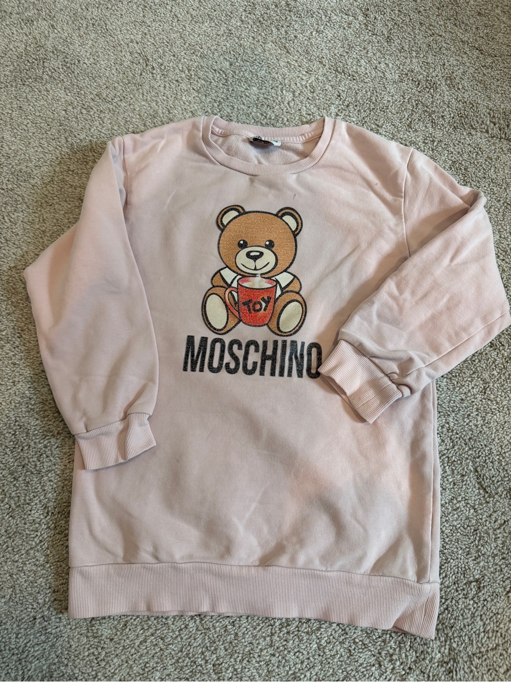Moschino Kids Light Pink Teddy Logo Sweatshirt